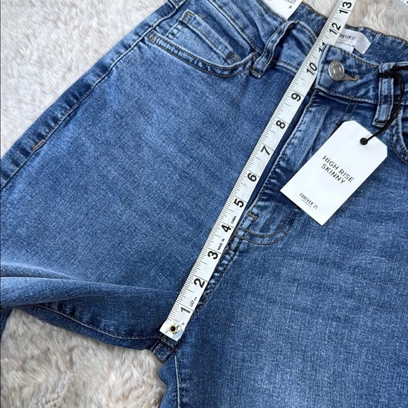 Forever 21 Blue Skinny Jeans High-Waisted Tapered - Picture 6 of 11